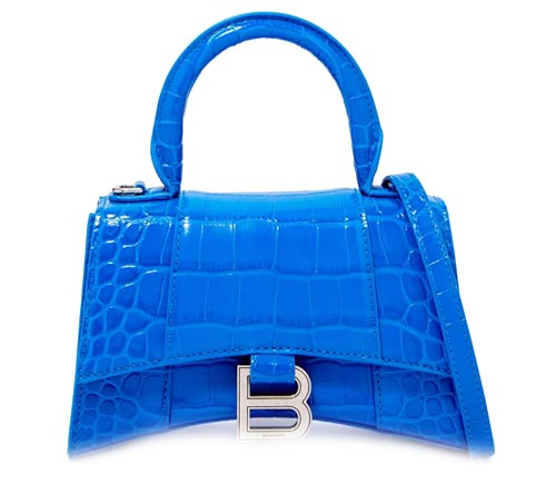 Hourglass XS Top Handle Bag in Shiny Crocodile Embossed Calfskin from Balenciaga